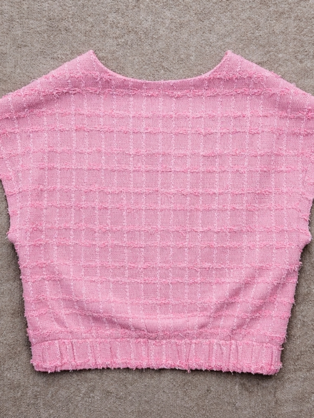 Heyson Bubblegum Pink Tweed Vest Button Down NWT Size Large Chic Textured - Picture 3 of 7